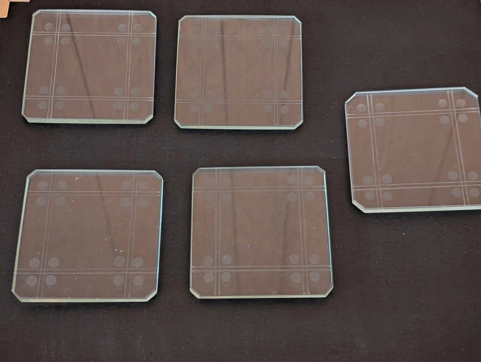 Set of 5 Etched Glass Coasters - photo 2