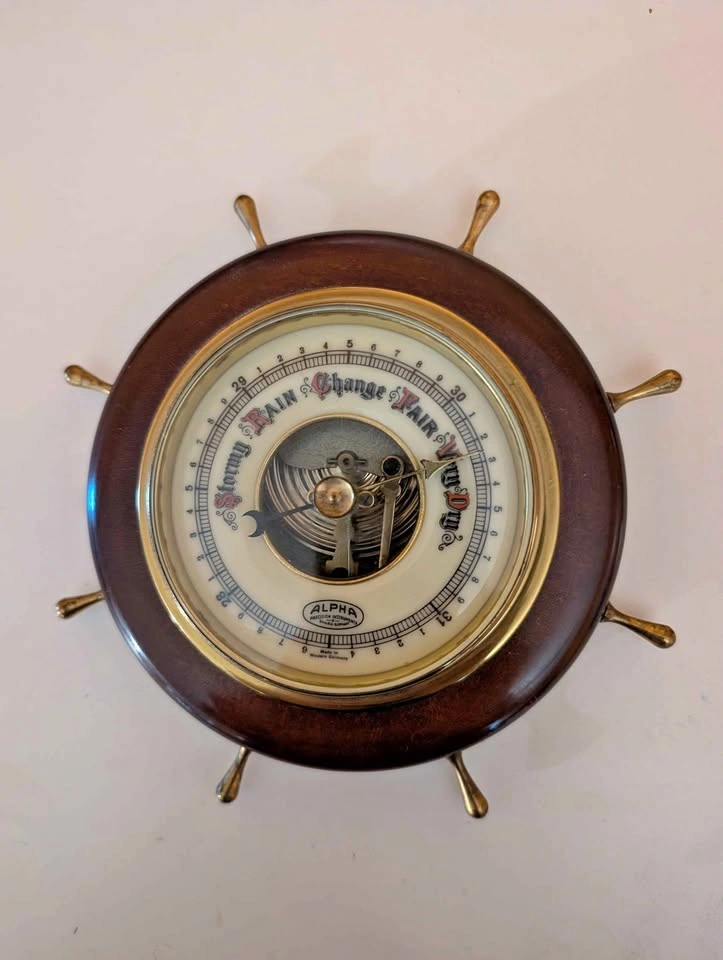 Vintage Ship's Wheel Aneroid Barometer