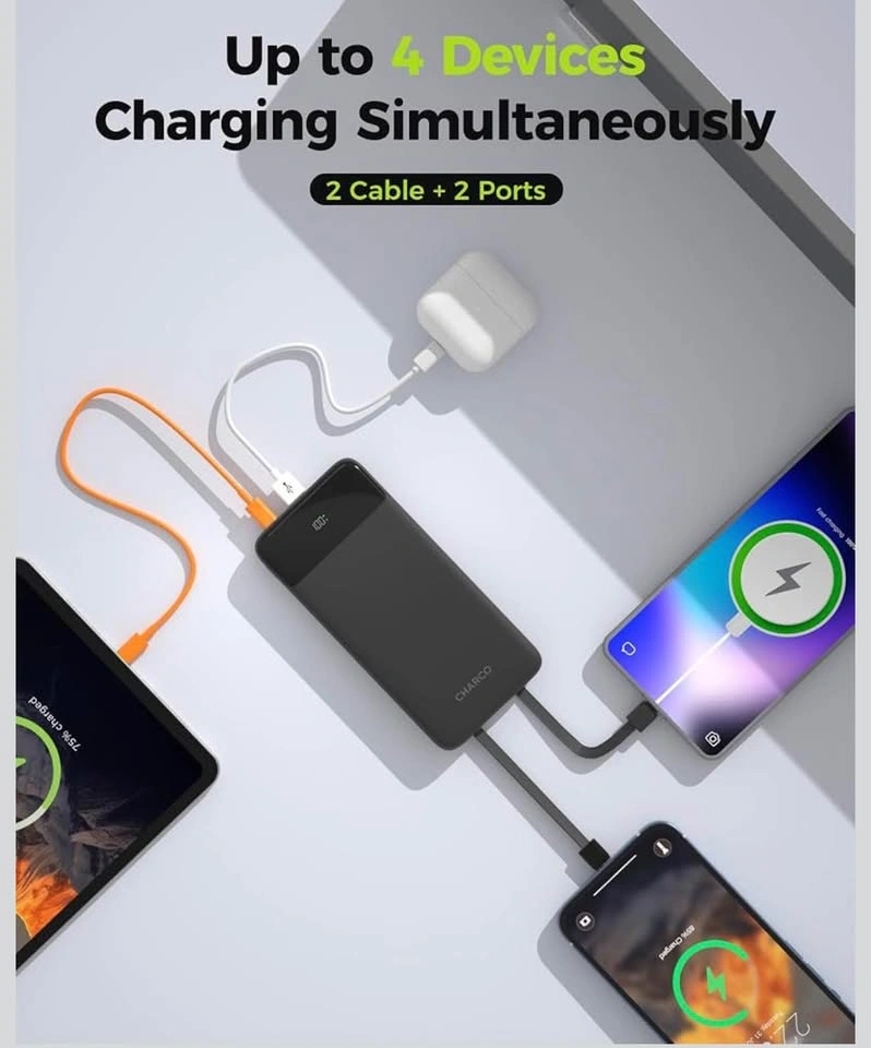New 10,000mAh 20W Power Bank Charger with Built-in Cables - photo 5