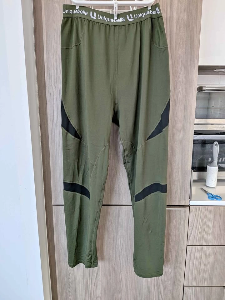 Uniquebella Men's Active Sports Leggings Olive Green - Size XXL