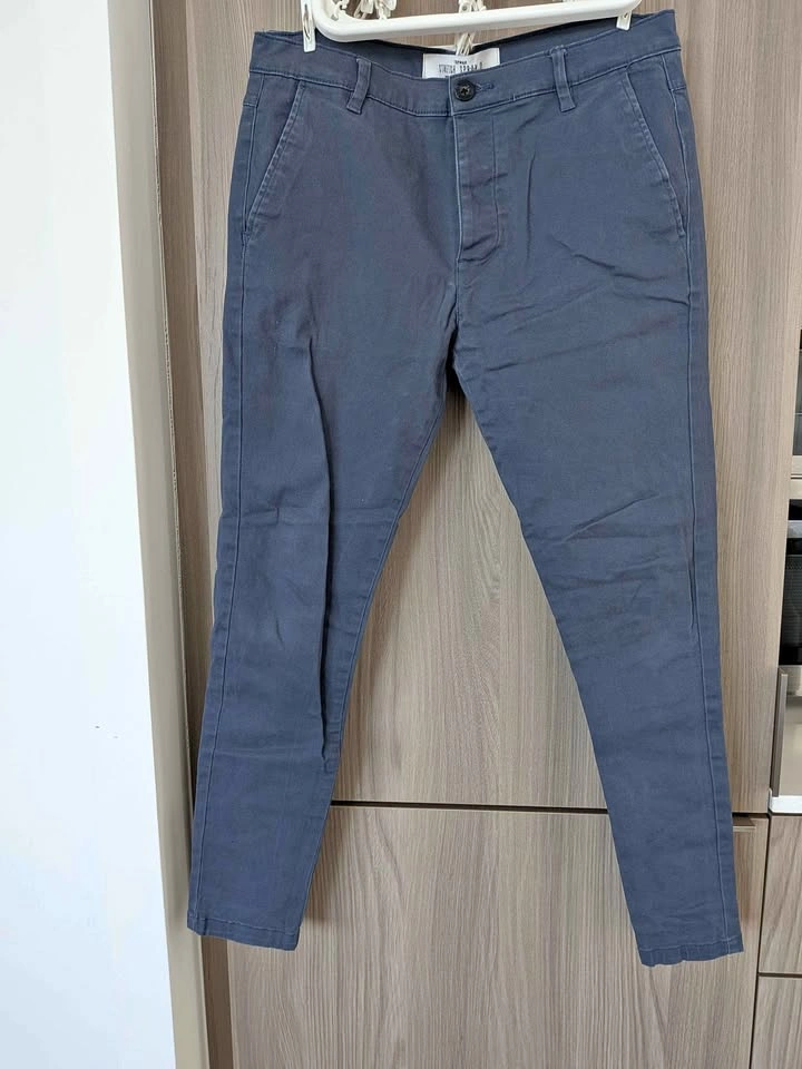 TOPMAN Men's Stretch Spray On Super Skinny Chino Pants Navy - W3