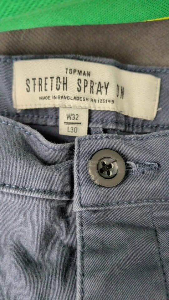 TOPMAN Men's Stretch Spray On Super Skinny Chino Pants Navy - W3 - photo 3