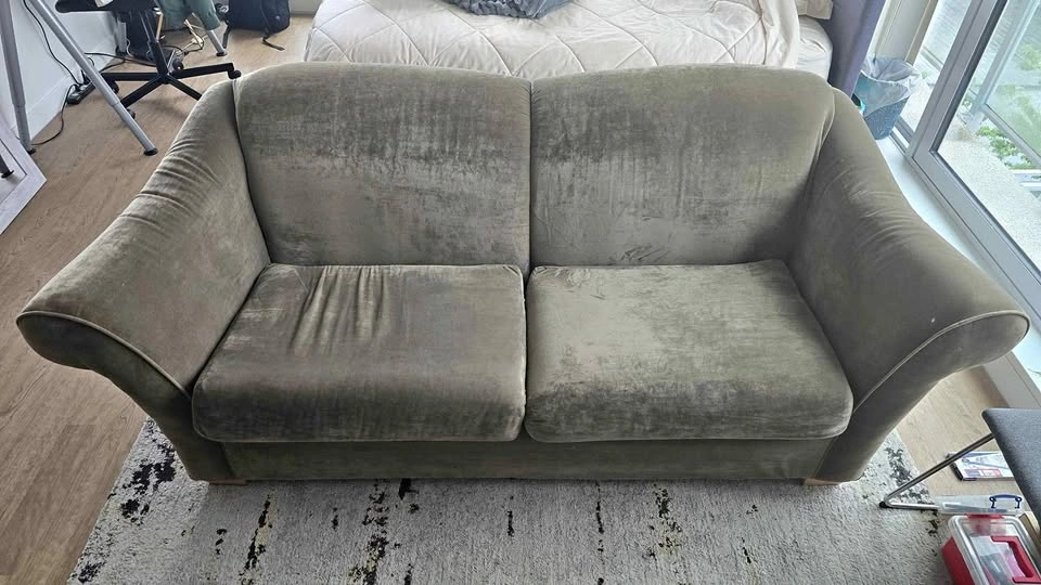 Olive Green Two-Seater Sofa