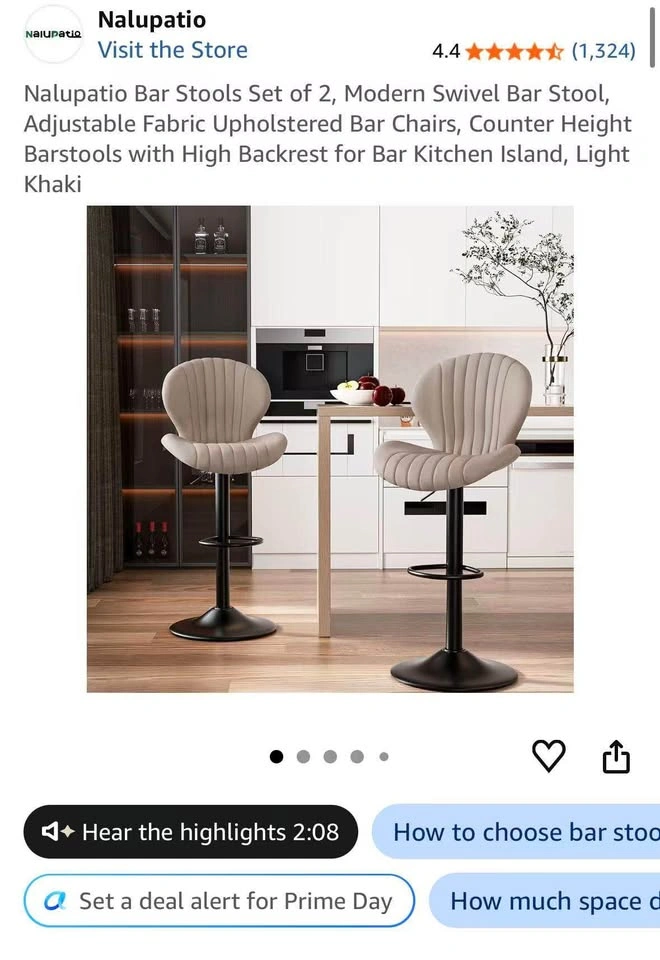 Nalupatio Modern Swivel Bar Stools - Set of 2 - photo 2