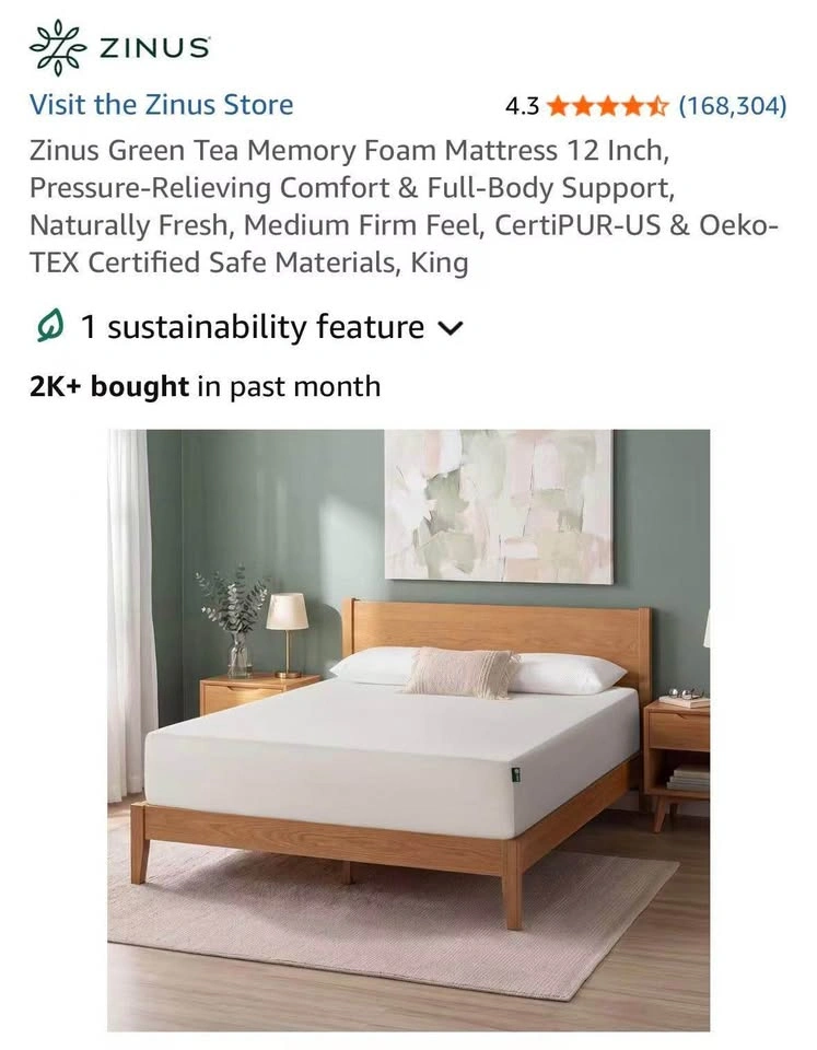 Zinus Green Tea Memory Foam Mattress, King - photo 2