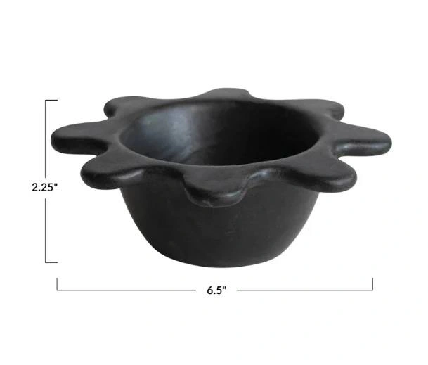 NEW Matte Black Flower Shaped Stoneware Bowl - photo 2