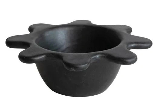 NEW Matte Black Flower Shaped Stoneware Bowl - photo 5