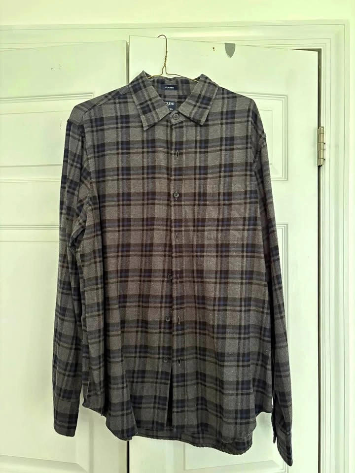 J. Crew Grey/Blue Pattern Flannel