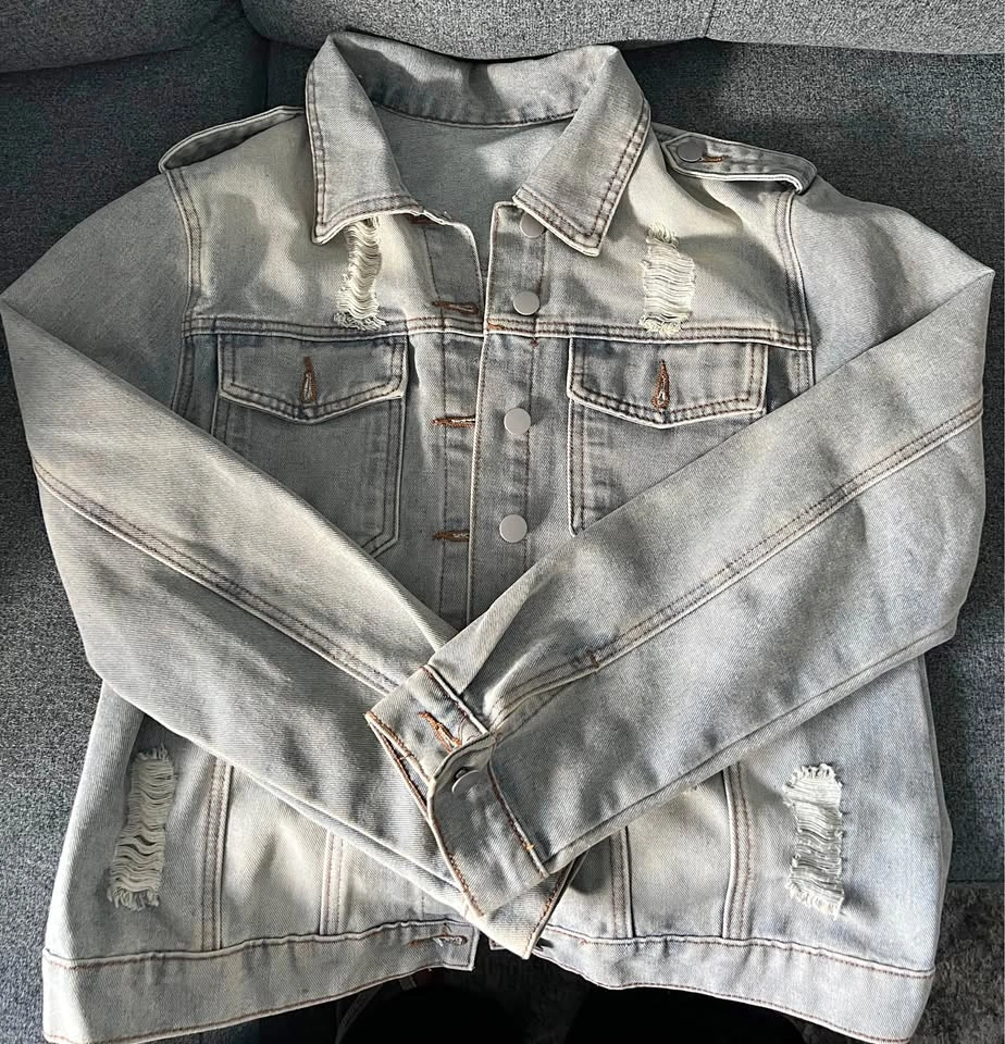 Distressed Light Wash Denim Jacket