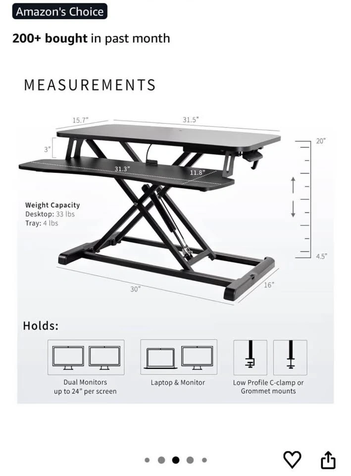 Black Adjustable Standing Desk Converter - photo 2