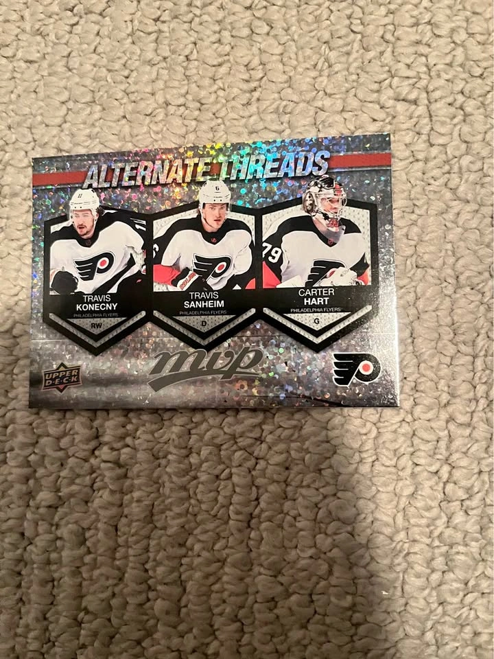 Travis Konecny, Travis Sanheim, Carter Hart #AT-6 2023 Upper Dec