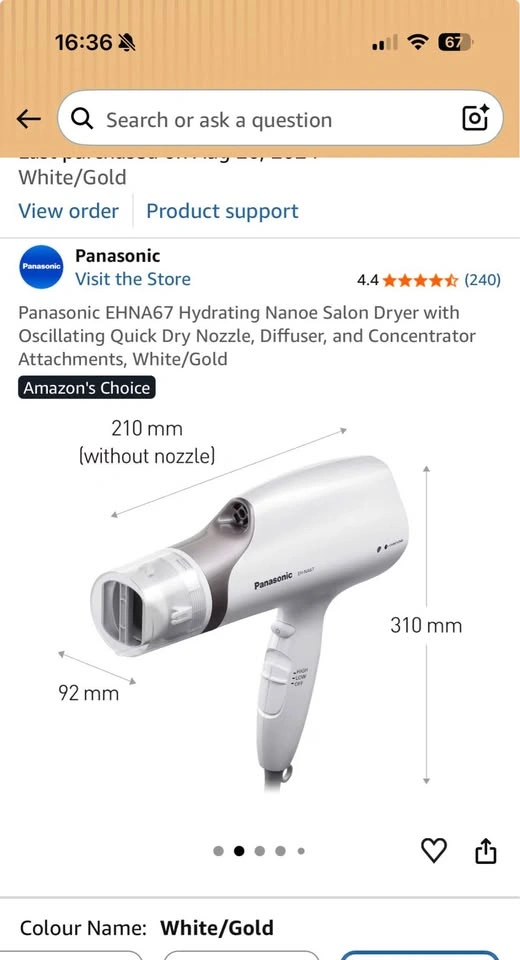 Panasonic EH-NA67 Hydrating Nanoe Salon Hair Dryer - photo 2