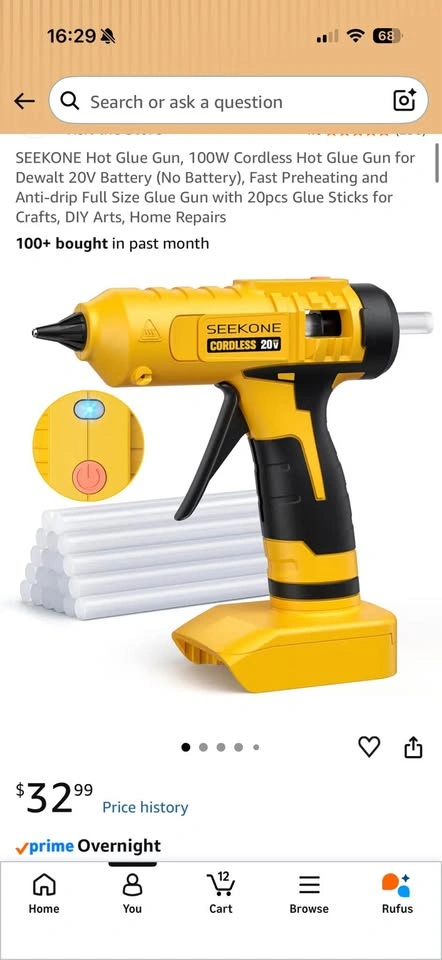SEEKONE 100W Cordless Hot Glue Gun for Dewalt 20V Battery - photo 2
