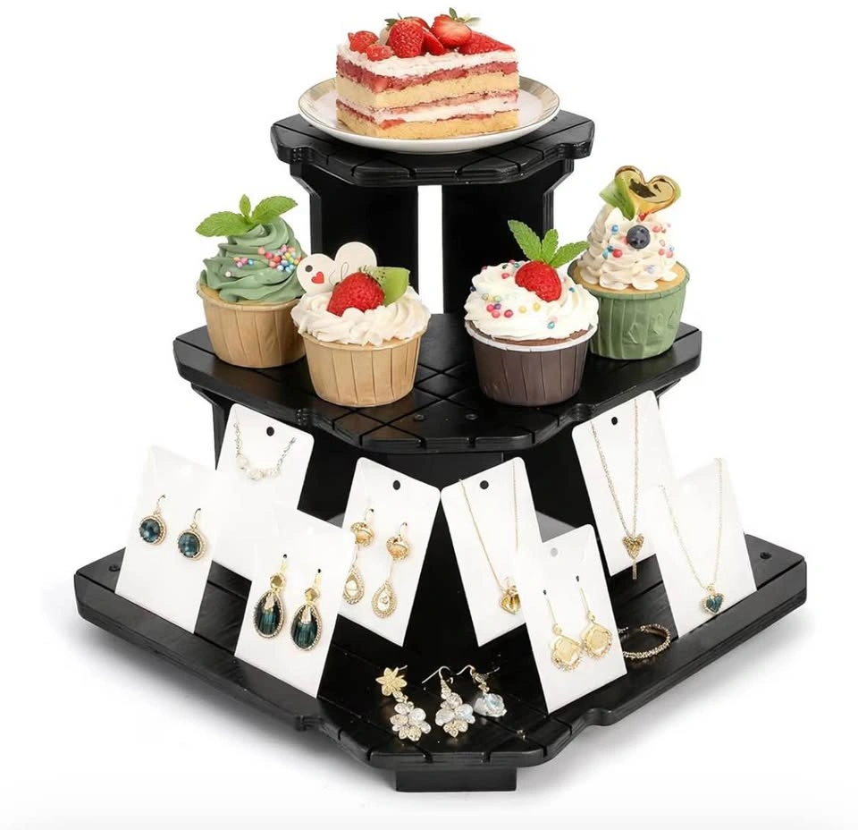 New 3-Tier Black Wooden Corner Display Stand - photo 2
