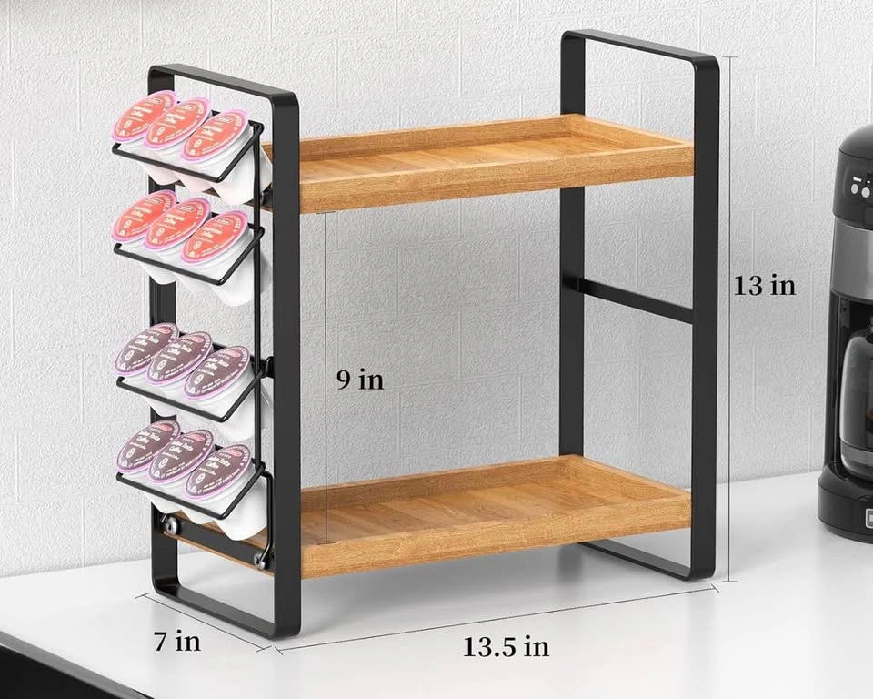 New 2-Tier Wood and Metal Coffee Station Organizer - photo 2