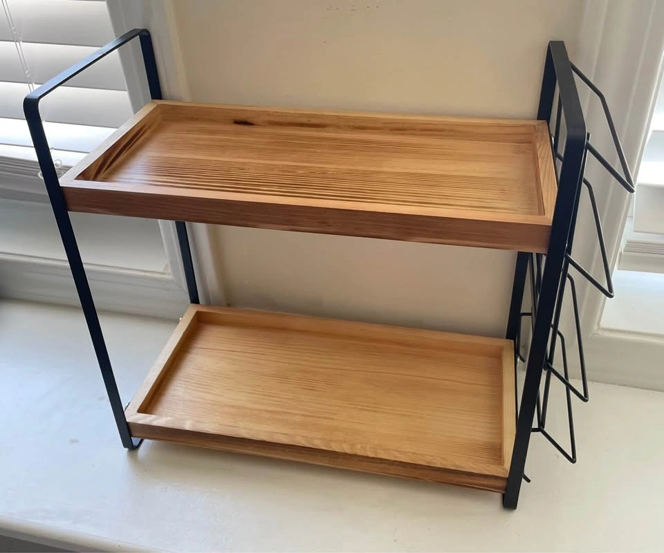 New 2-Tier Wood and Metal Coffee Station Organizer - photo 3
