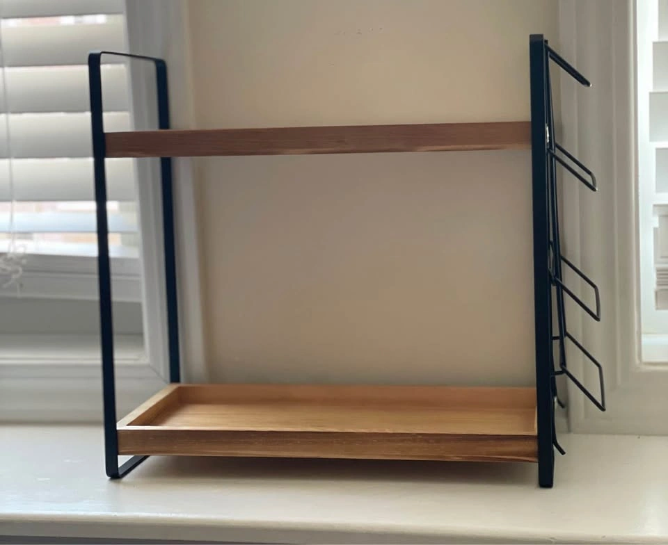 New 2-Tier Wood and Metal Coffee Station Organizer - photo 4