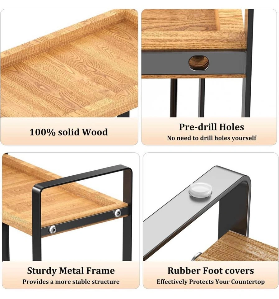 New 2-Tier Wood and Metal Coffee Station Organizer - photo 5