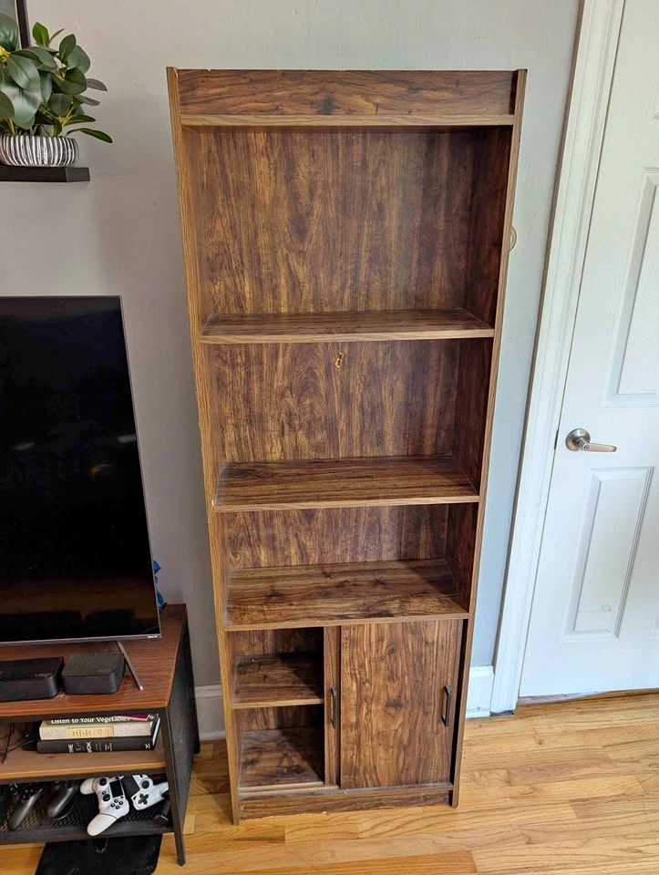 Tall wood bookshelf