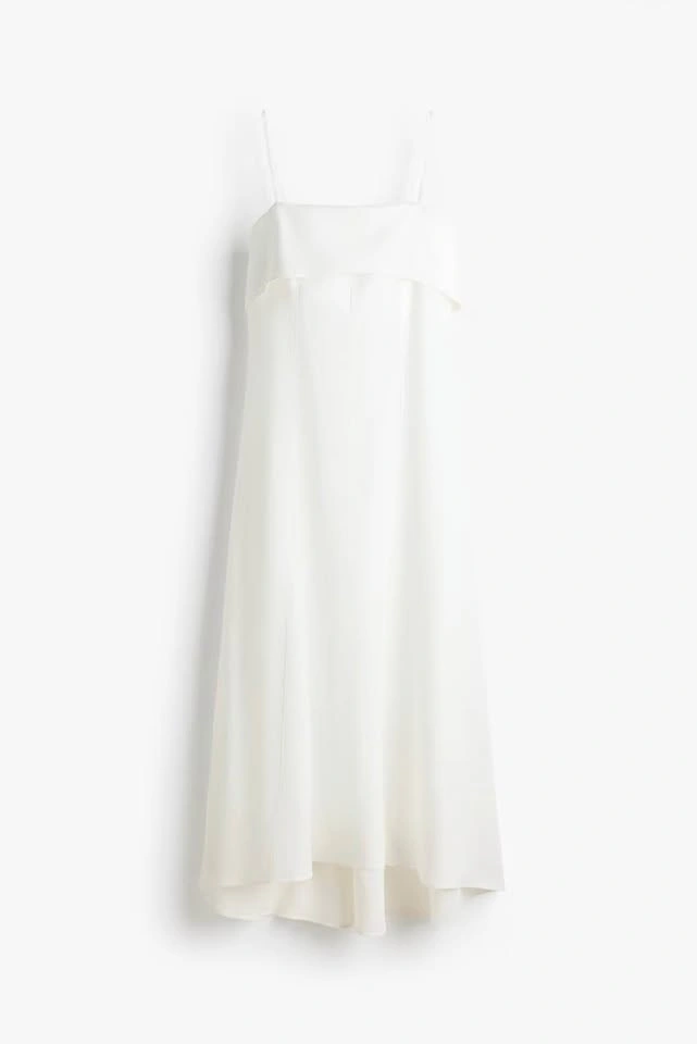 White LINEN-BLEND STRAPPY DRESS + Free Tank Top - photo 2