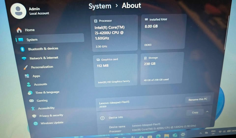 Lenovo Ideapad Flex15 i5 2.30GHz 8G/240G Win 11 Pro + Office - photo 2