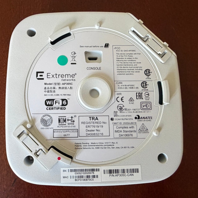 Extreme Networks AP305C Wi-Fi 6 Enterprise Access Point (Tested) - photo 3