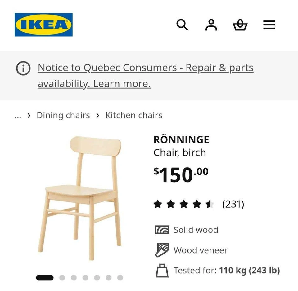 IKEA RÖNNINGE Chair Set of Two - Birchwood - photo 3