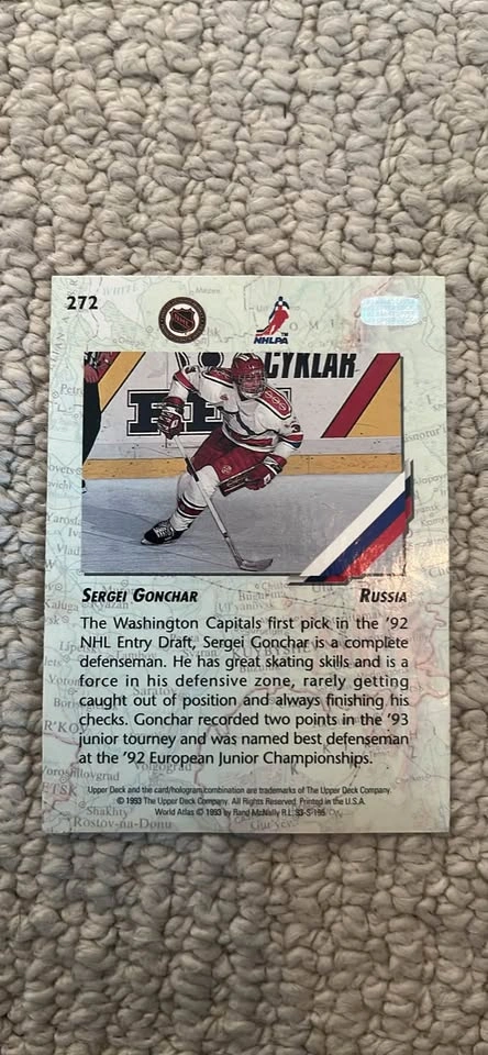 Sergei Gonchar [Wjc Stamp] #272 1993 Upper Deck Hockey Card - photo 2