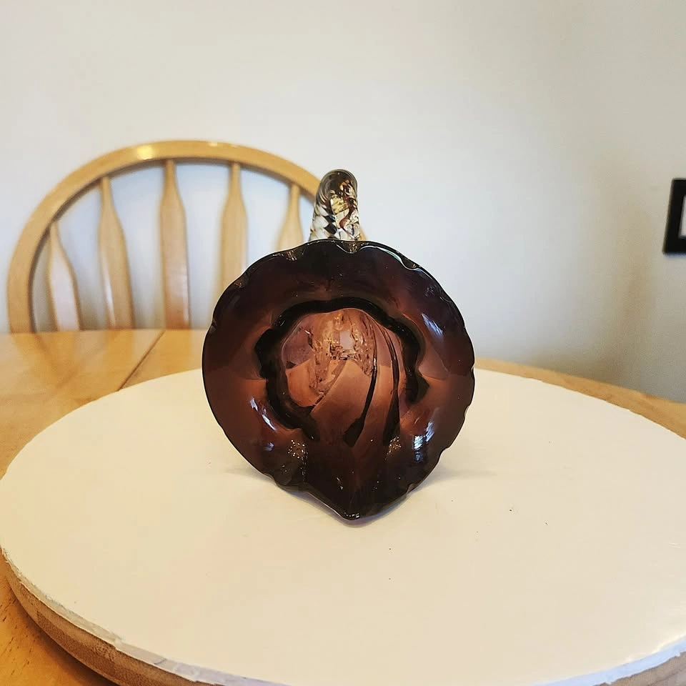 Exquisite Purple Burgundy Glass Cornucopia, Horn of Plenty - photo 2