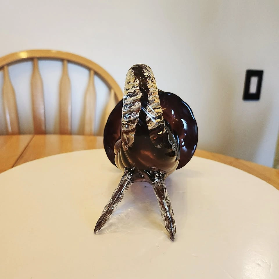 Exquisite Purple Burgundy Glass Cornucopia, Horn of Plenty - photo 4