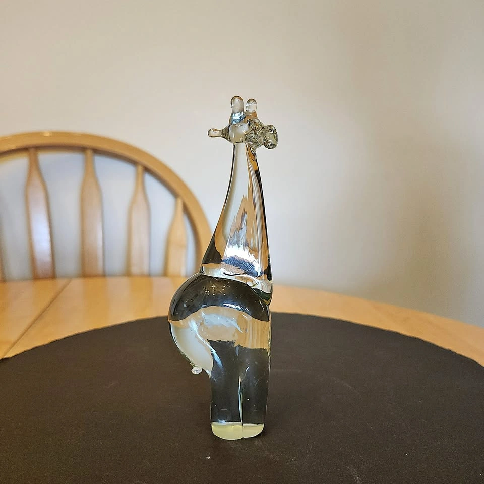JEROME - A Clear Glass Giraffe With a Blacklight Glow, Figurine
