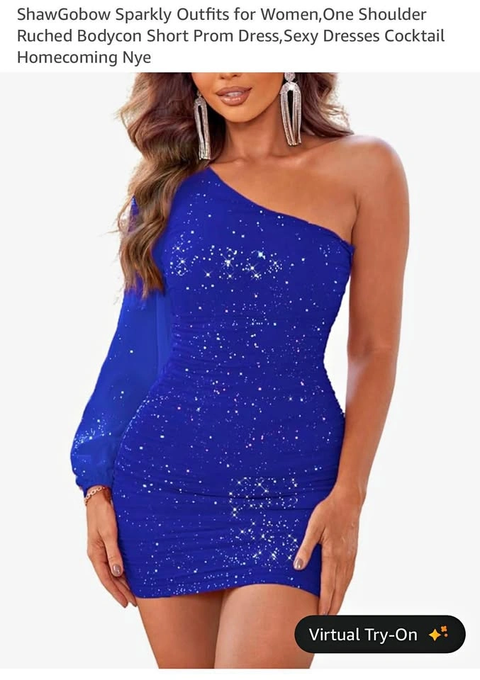 New sparkly one-shoulder short prom dress - Size M