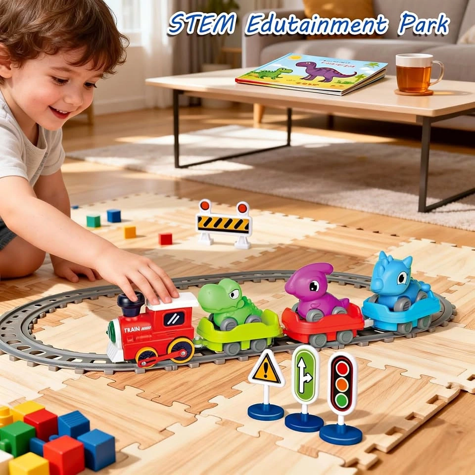 STEM Edutainment Park Dinosaur Train Set with Push & Go Cars