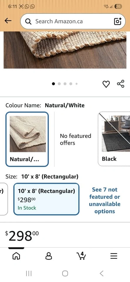 Jute Cotton Area Rug - Brand New - photo 2