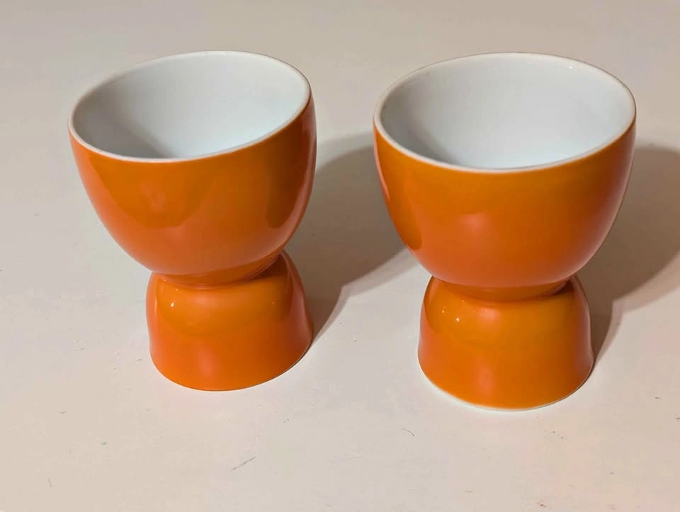 Set of 2 Orange Ceramic Egg Cups