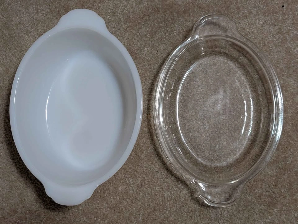 Fire-King Milk Glass Oval Casserole Dish with Lid - photo 2