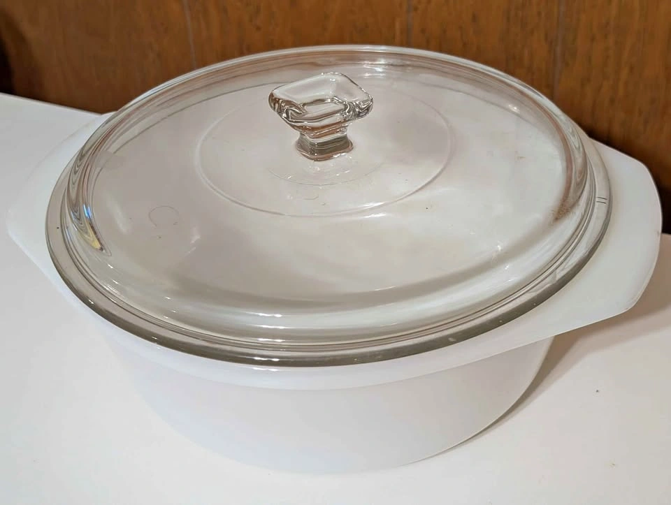Vintage Indopal White Milk Glass Casserole Dish with Lid