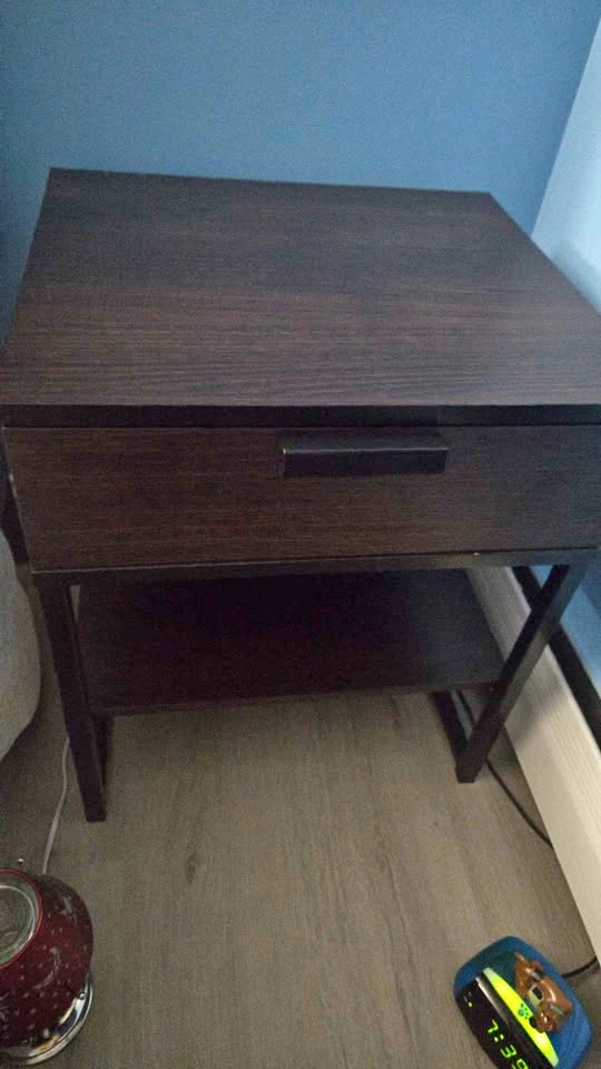 Modern Dark Wood Nightstand with Drawer