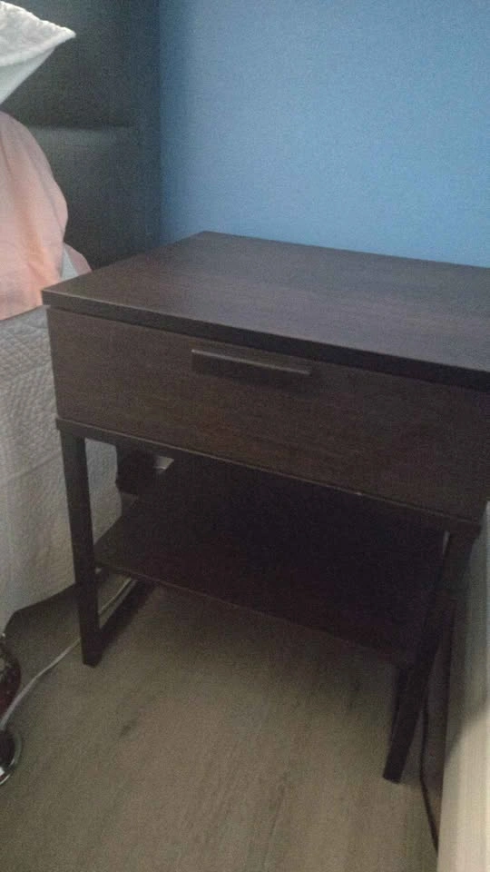 Modern Dark Wood Nightstand with Drawer - photo 2