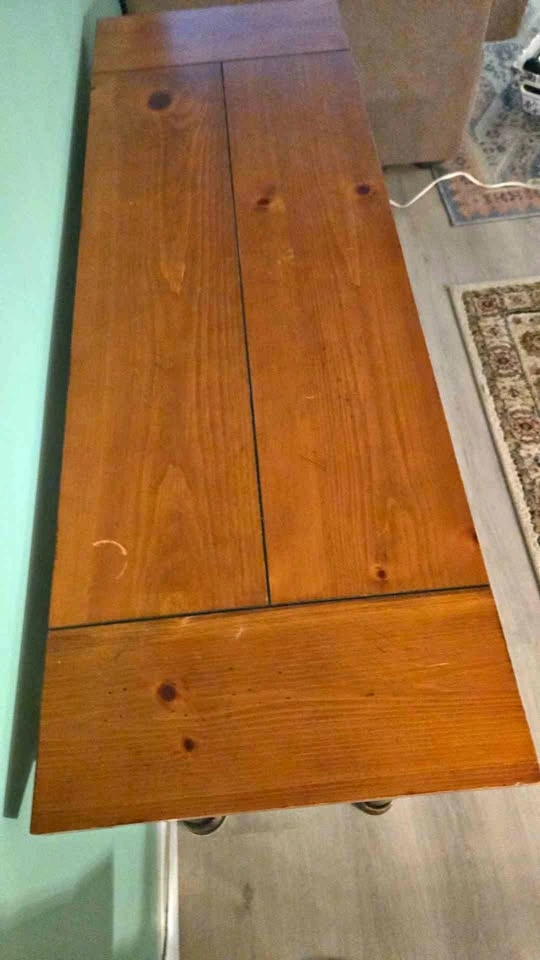 Wood and Metal Console Table with Wicker Baskets