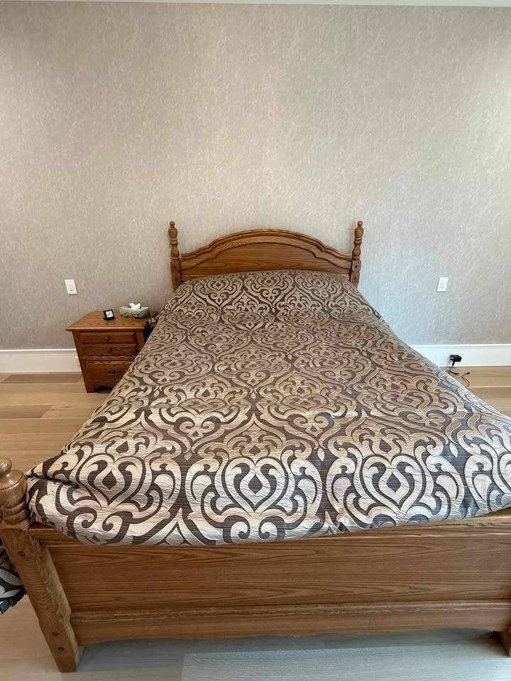 Solid Wood Queen Bed Frame + Matching Nightstand – Mattress Incl - photo 3