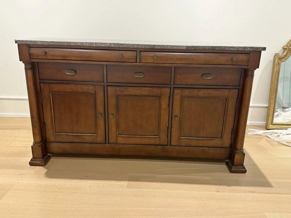 Bassett Solid Wood Buffet / Sideboard with Stone Top