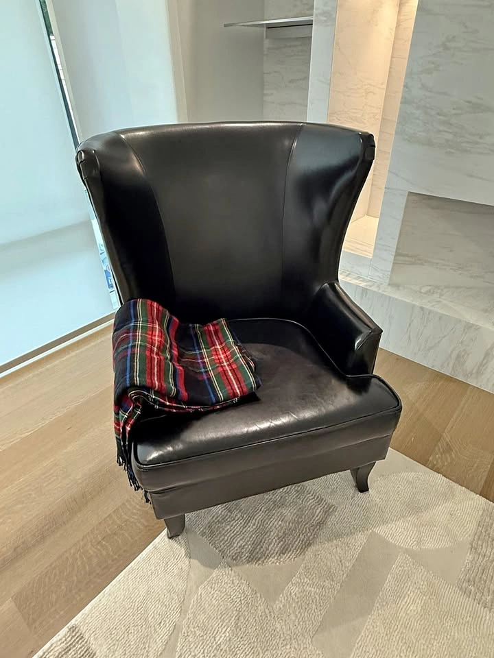 Premium Dark Brown Wingback Accent Chair – Nailhead Trim