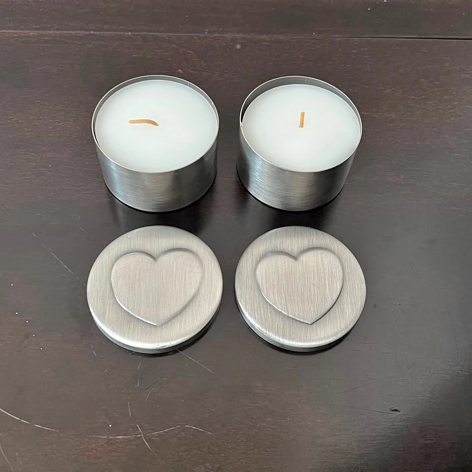 2 Scented Candles In Small Pewter candle Jar with Lid