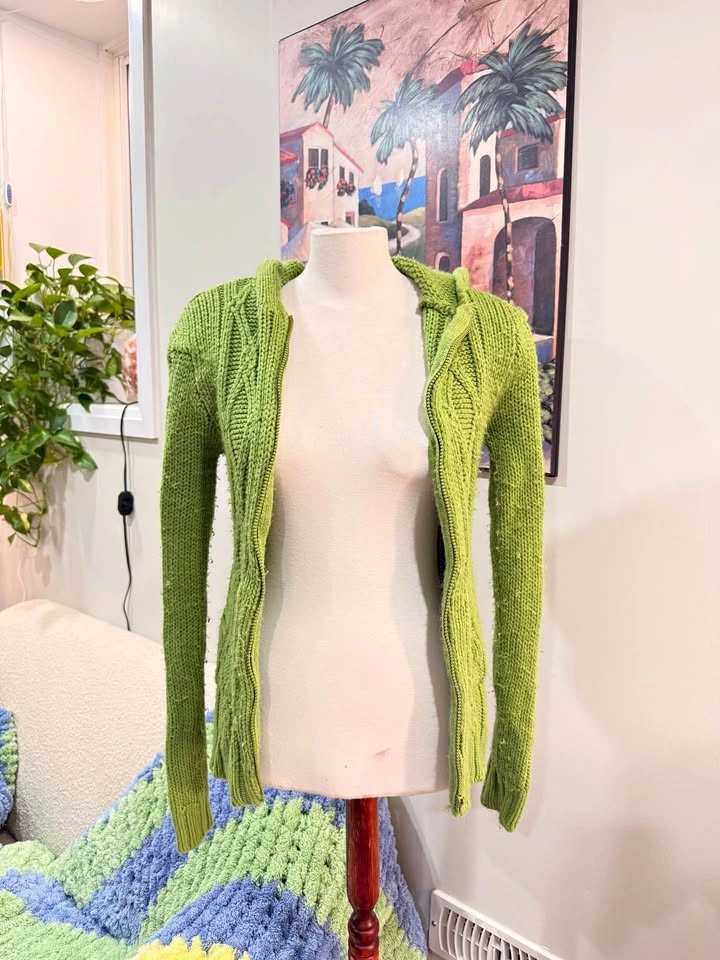 green knit sweater