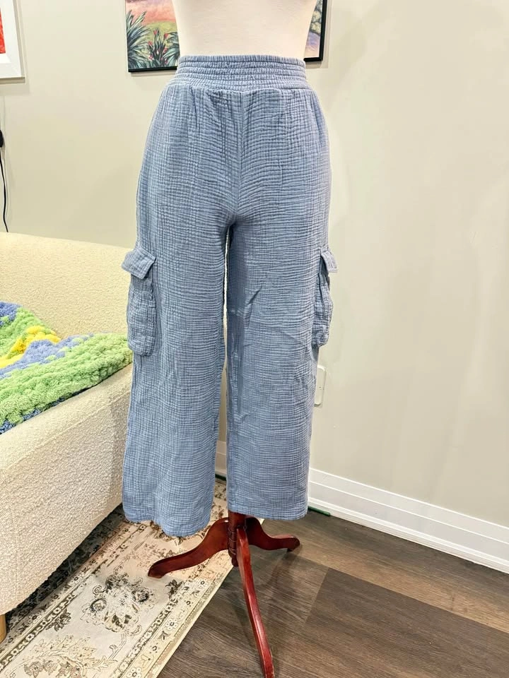 Bluenotes waffle knit pants - light blue