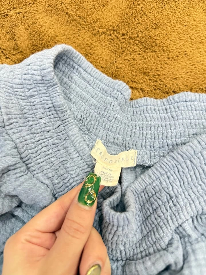 Bluenotes waffle knit pants - light blue - photo 3