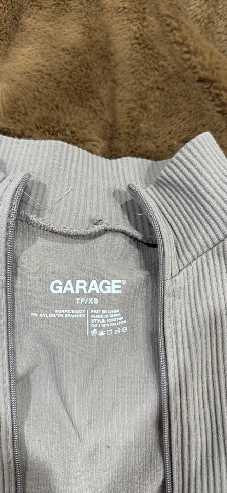 garage cropped ribbed zip up long sleeve - photo 3
