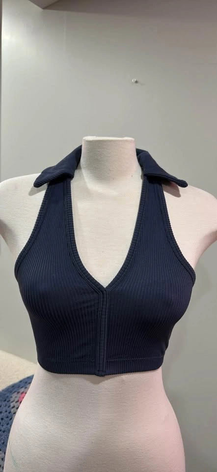 garage cropped tank top with a collar