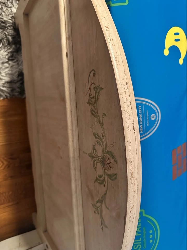 Set of 2 Twin Wooden Bed Frames with Floral Stencil - photo 5